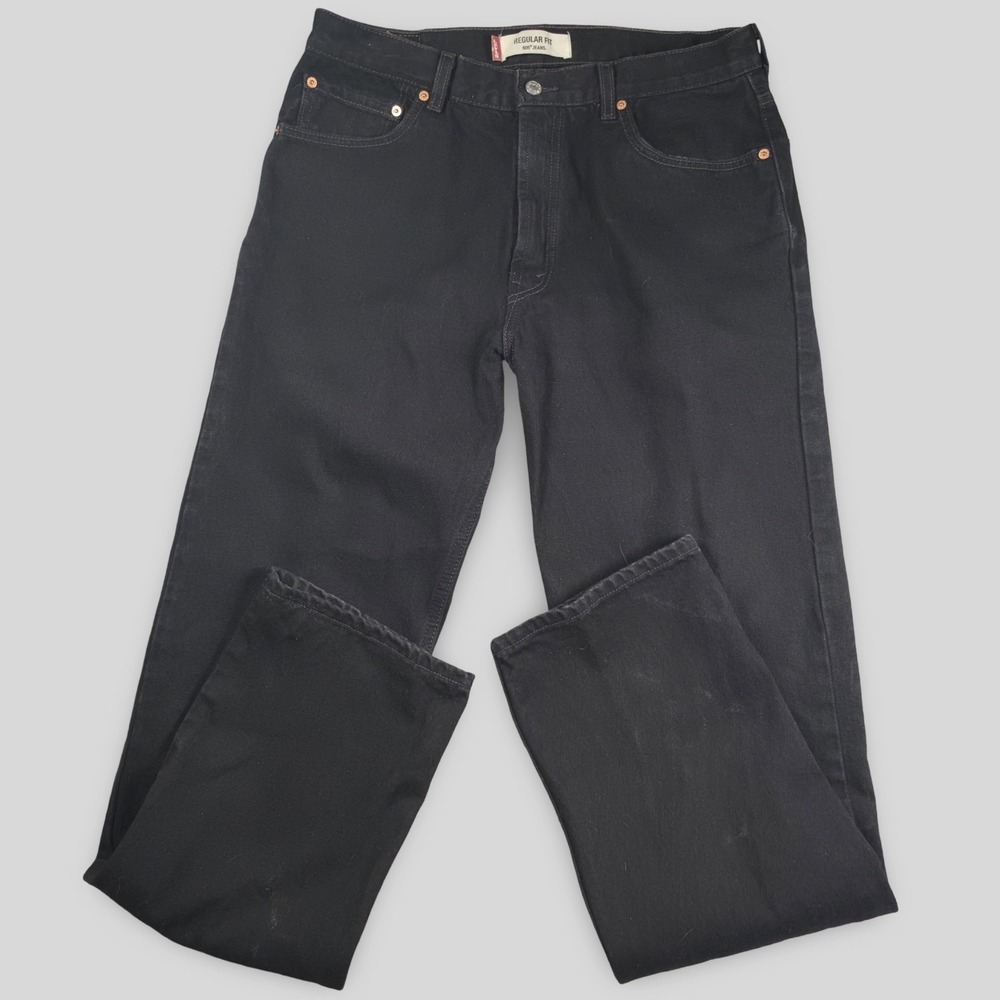 Levi's 505 Jeans Mens 36x34 Black Regular Fit Straight Leg Cotton Denim Workwear